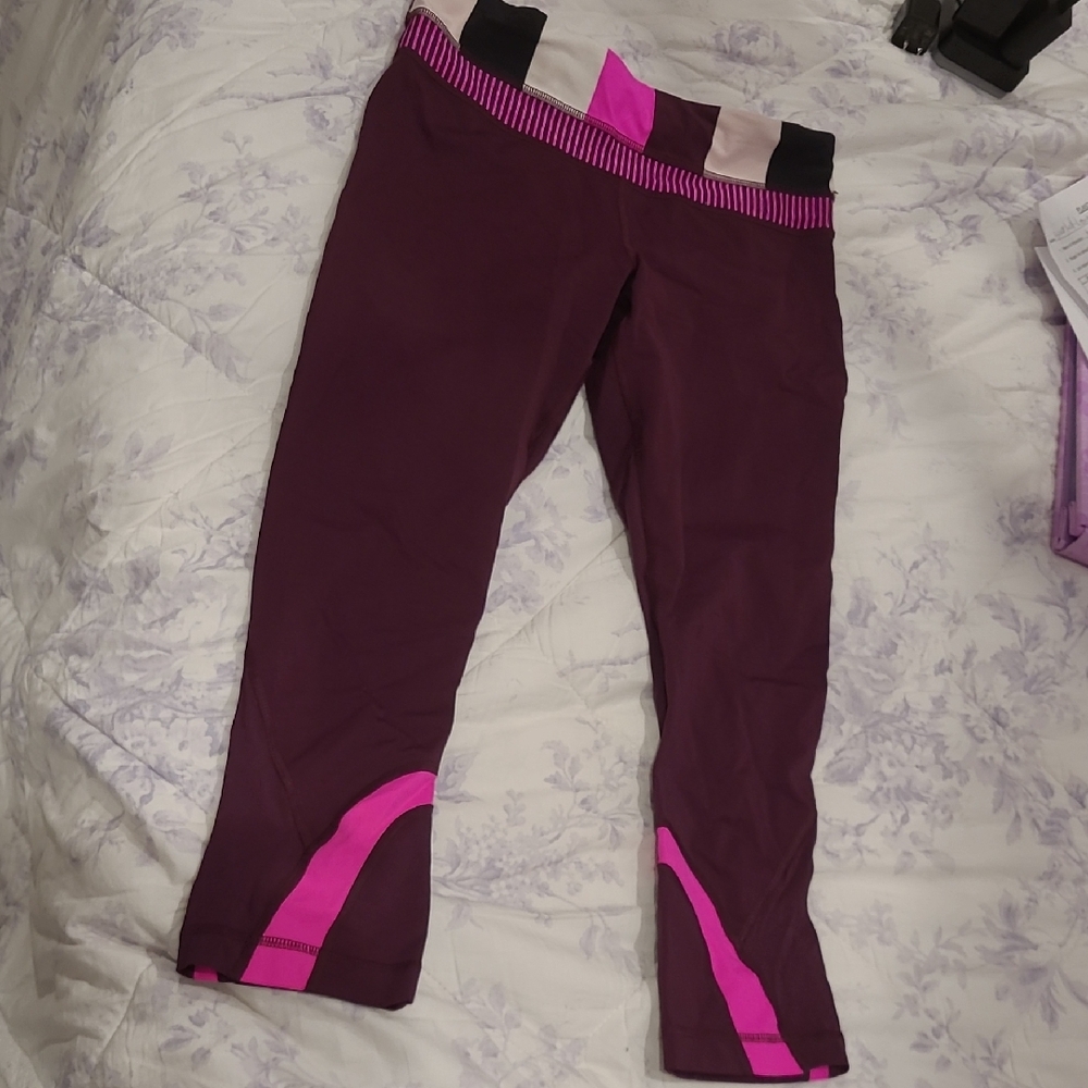 Lululemon Capris Pink And Maroon Womens Size S
